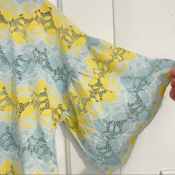 NWT Zara Blue & Yellow Lace Top - Picture 2 of 4
